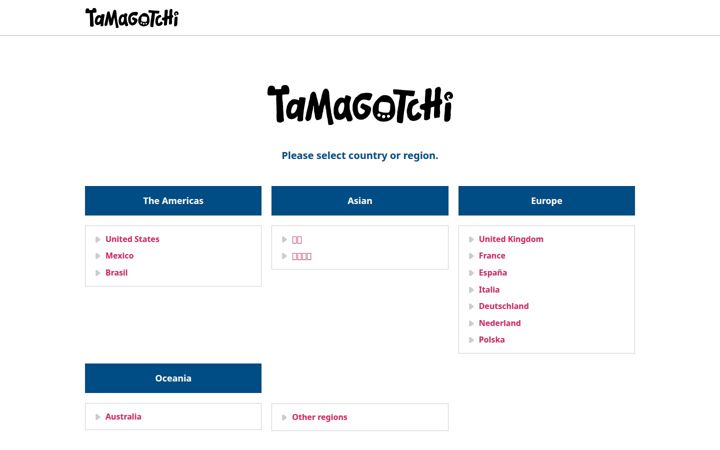 Screenshot of tamagotchi-official.com
