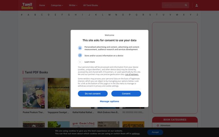 Screenshot of tamilbookspdf.com
