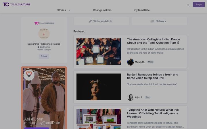 Screenshot of tamilculture.com