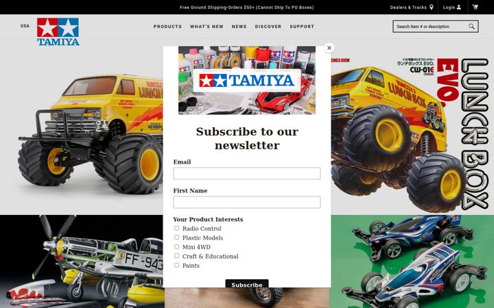 Screenshot of tamiyausa.com