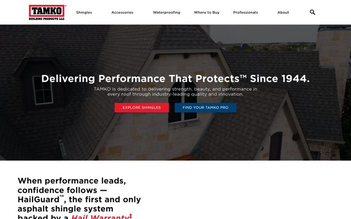 Screenshot of tamko.com