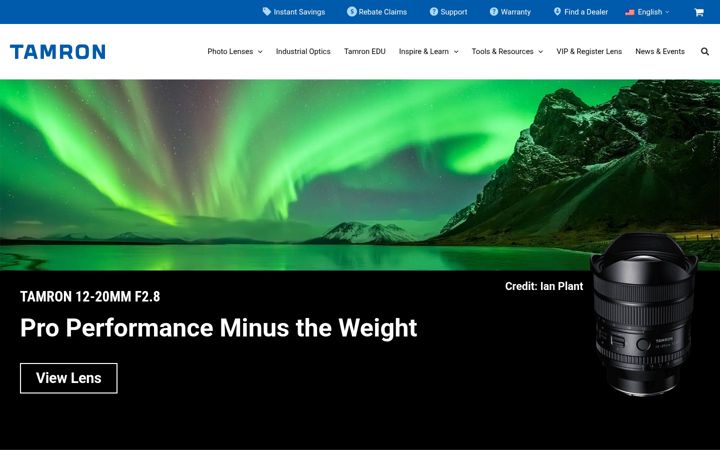 Screenshot of tamron-americas.com