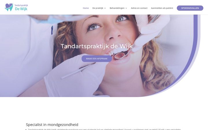 Screenshot of tandartspraktijkdewijk.nl