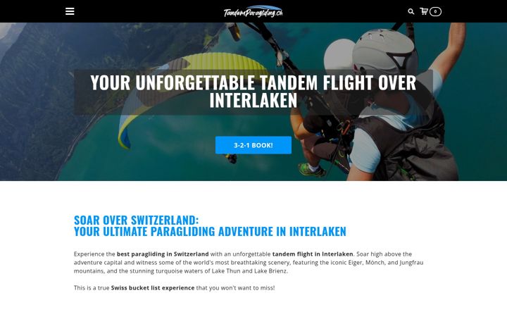 Skjermbilde av tandemparagliding.ch