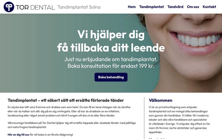 Ekrano kopija tandimplantatsolna.se
