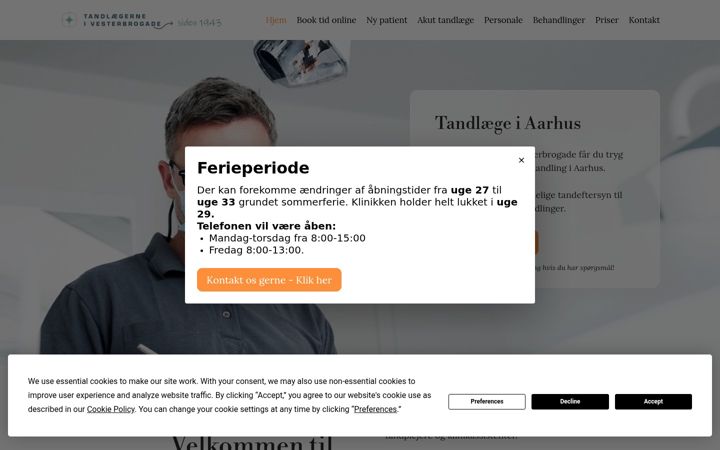 Screenshot van tandlaegerne-vesterbrogade.dk