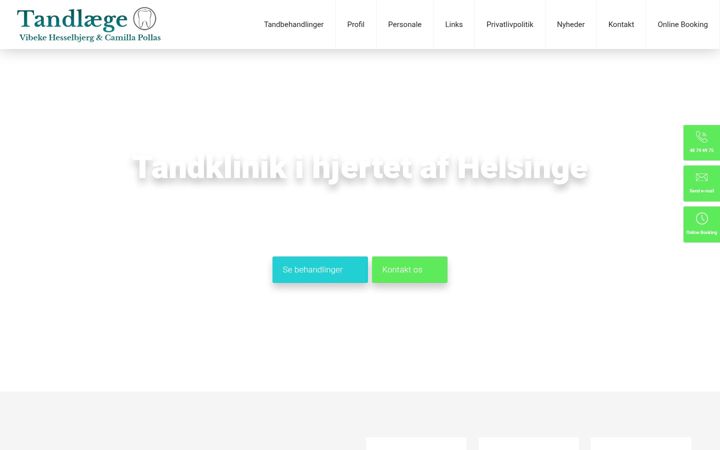 Screenshot ta' tandlaegernehelsinge.dk