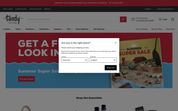 Screenshot of tandyleather.com