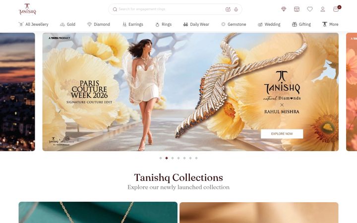 Screenshot stránky tanishq.co.in