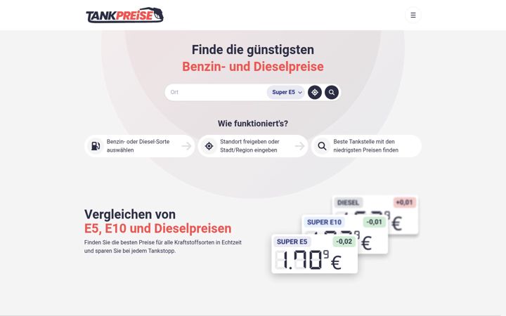 Screenshot of tankpreise.de