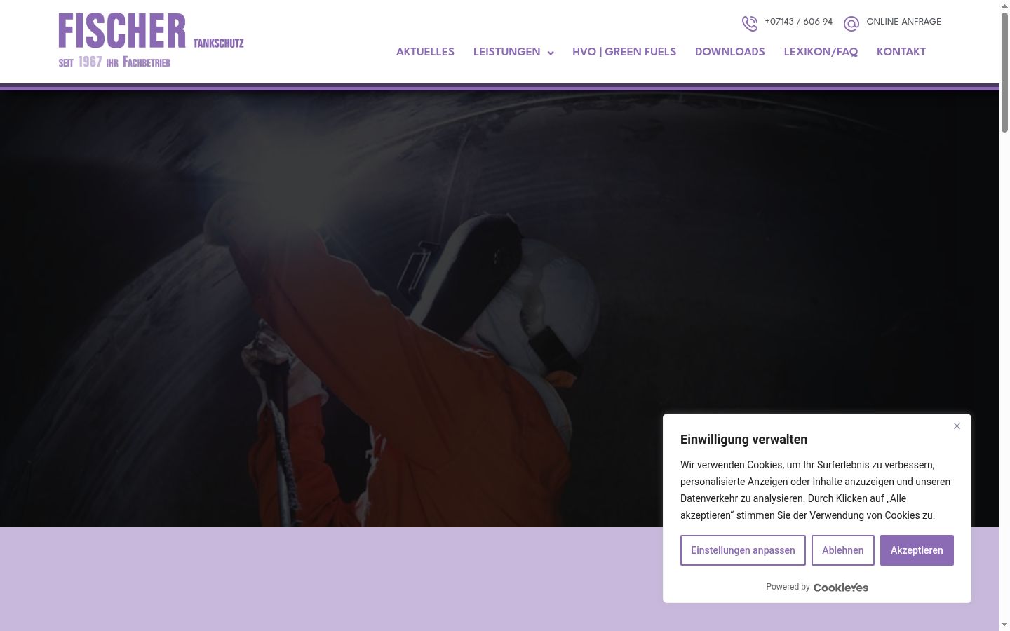 Screenshot des Einwilligungsbanners vor jeglicher Interaktion