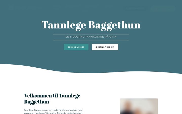 Posnetek zaslona tannlegebaggethun.no