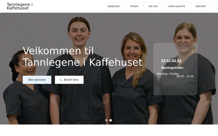 Ekrano kopija tannlegeneikaffehuset.no
