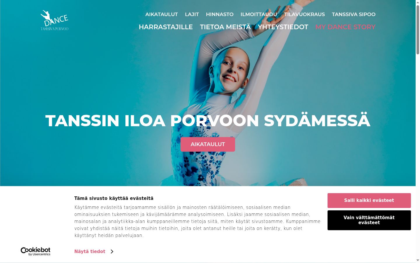 Skärmbild av samtyckesbannern som visades före någon interaktion