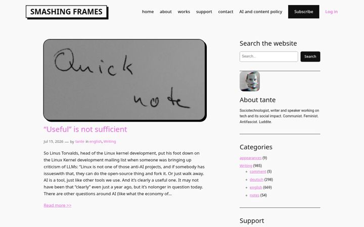 Screenshot of tante.cc