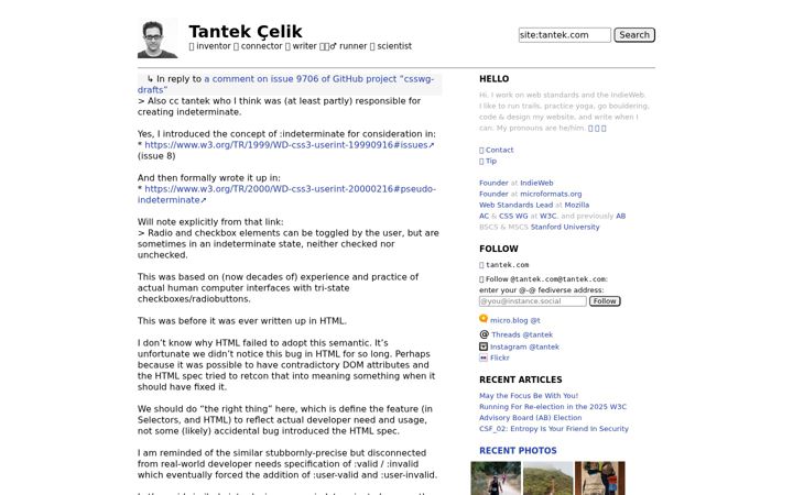 Screenshot of tantek.com