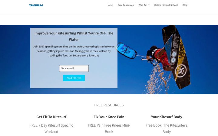 Screenshot of tantrumkitesurf.com