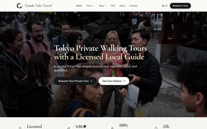 Ekrano kopija tanuki-tabi-travel.com