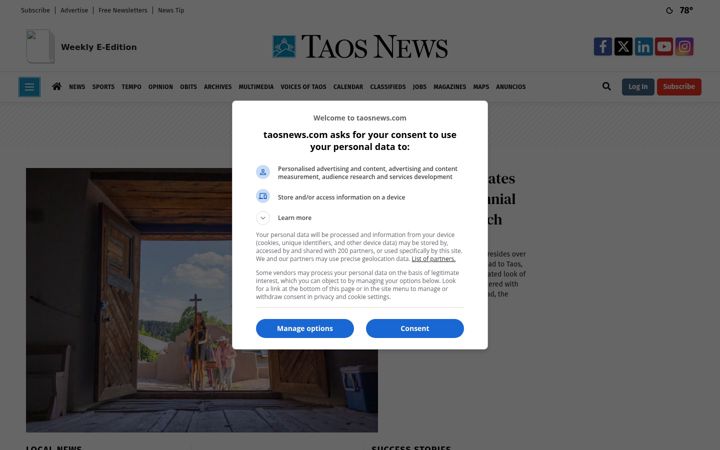 Screenshot of taosnews.com