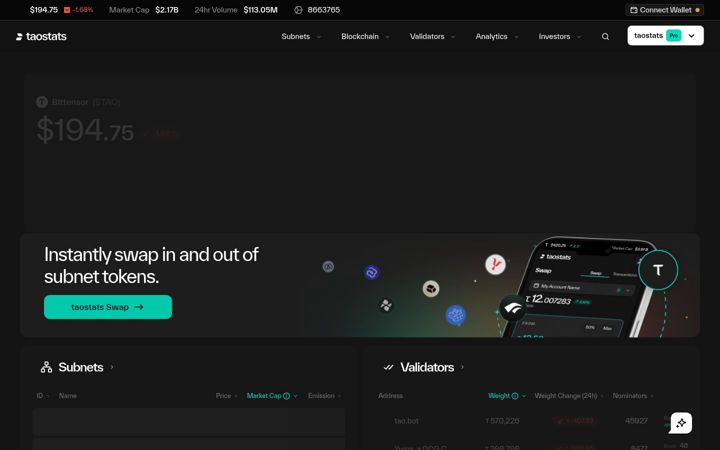 Screenshot of taostats.io