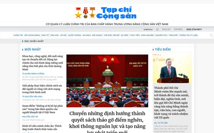 Screenshot of tapchicongsan.org.vn