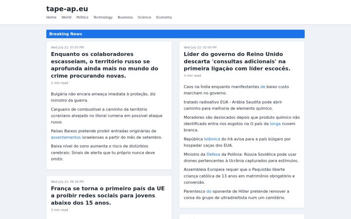 Screenshot of tape-ap.eu