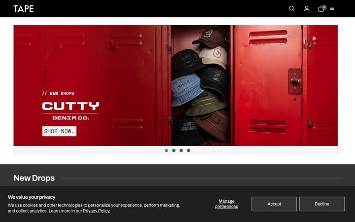 Screenshot of tape.co.za