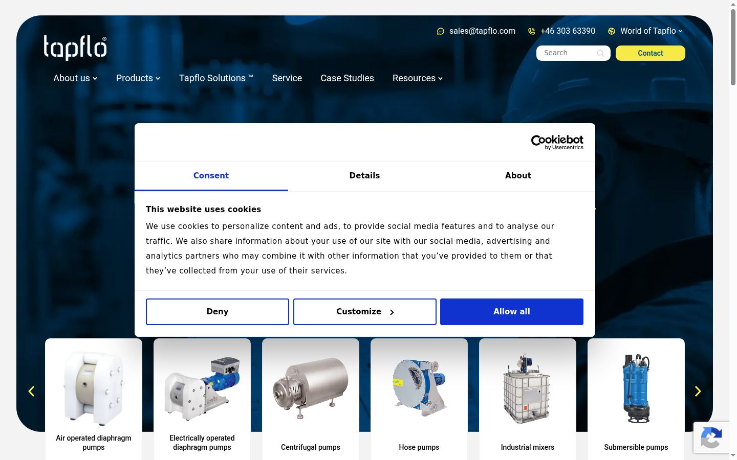 Screenshot del banner di consenso mostrato prima di qualsiasi interazione