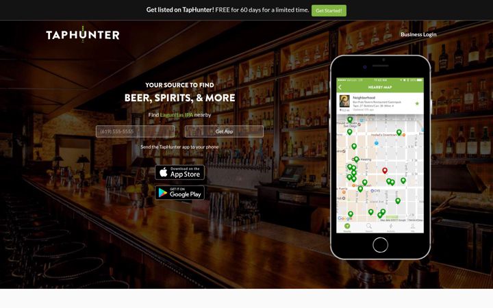Screenshot von taphunter.com