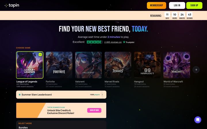 Screenshot of tapin.gg