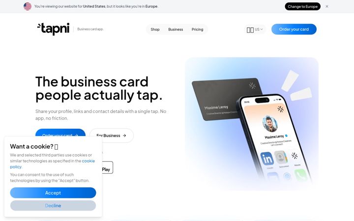 Screenshot of tapni.com