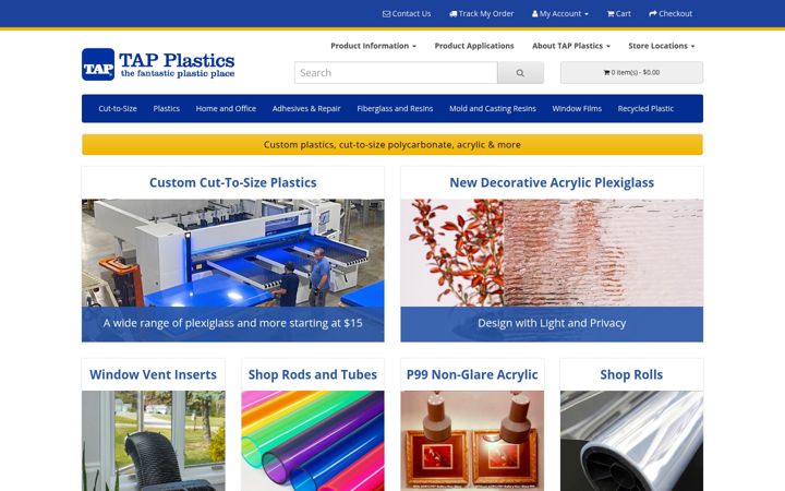 Captura de ecrã de tapplastics.com