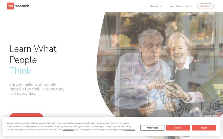 Screenshot of tapresearch.com