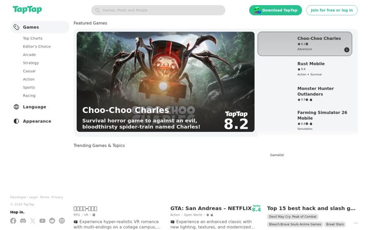 Screenshot von taptap.io