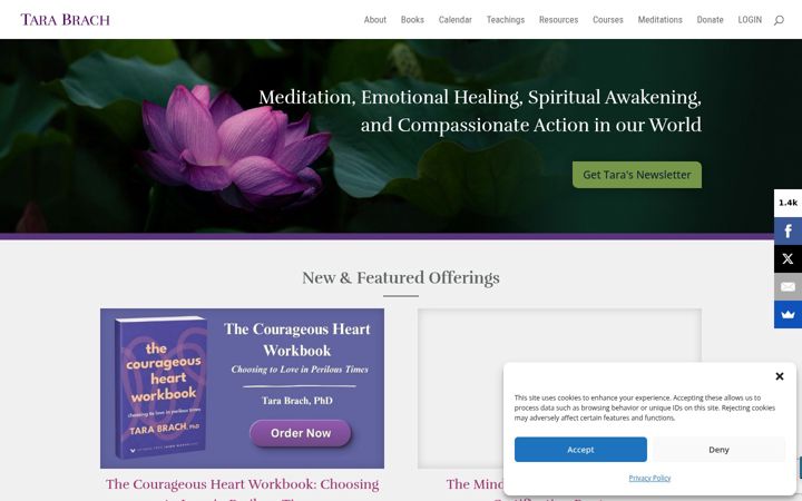 Screenshot of tarabrach.com