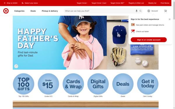 Screenshot of target.com