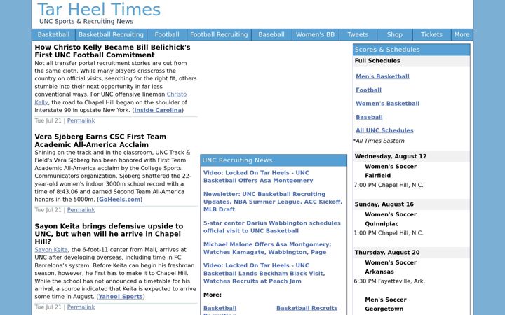 Screenshot di tarheeltimes.com