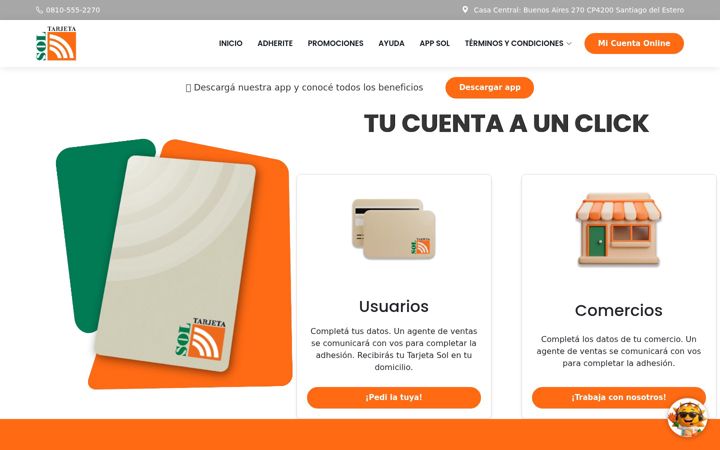 Snímek obrazovky tarjetasol.com.ar