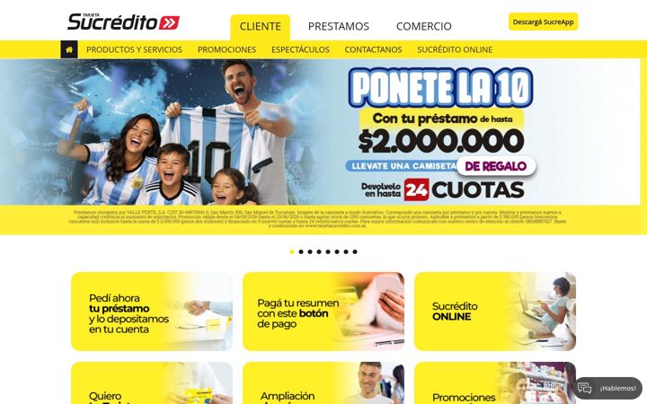 Zrzut ekranu tarjetasucredito.com.ar