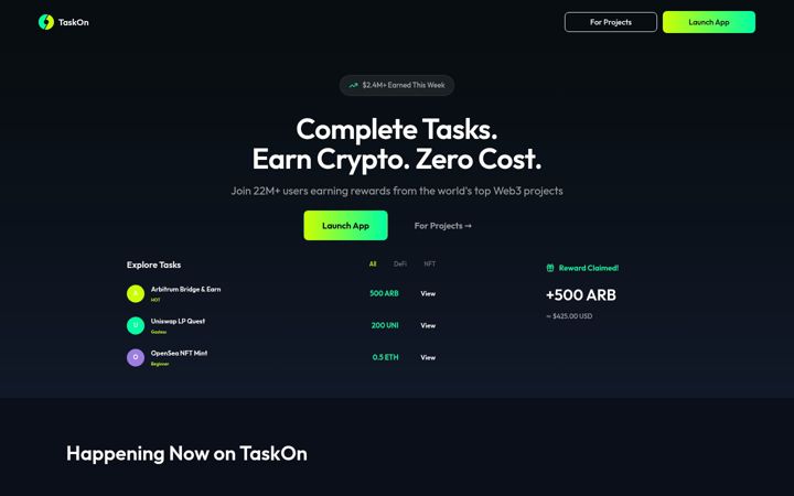 Captura de ecrã de taskon.xyz