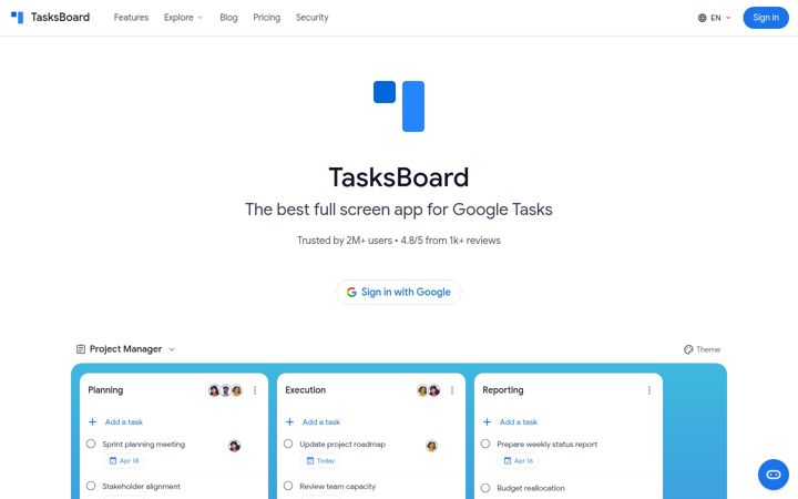 Screenshot of tasksboard.com