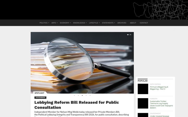 Screenshot του tasmaniantimes.com