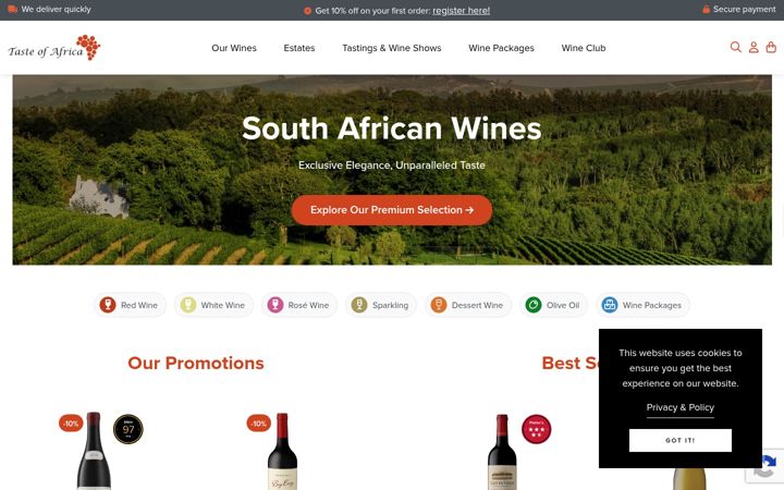 Screenshot di taste-of-africa.eu