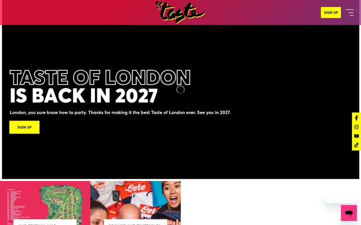 Screenshot of tastefestivals.com