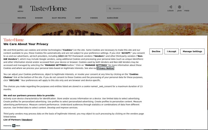 Snímek obrazovky tasteofhome.com