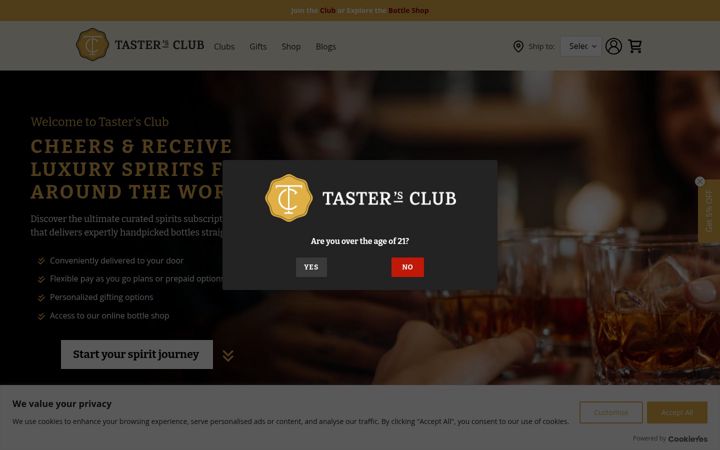 Screenshot of tastersclub.com