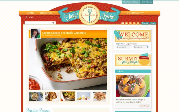 Screenshot of tastykitchen.com
