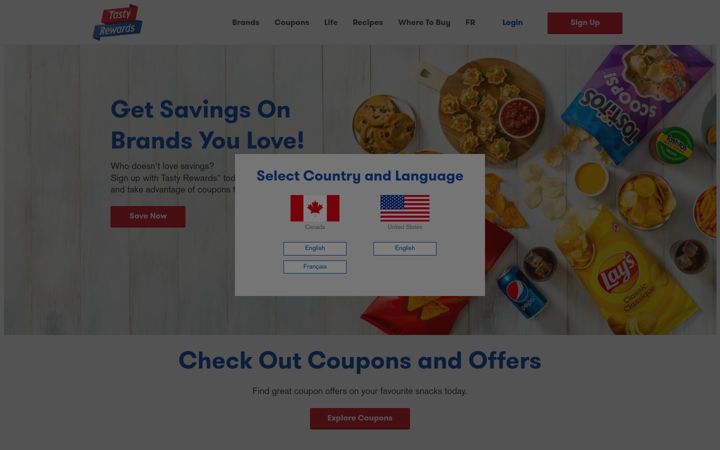 Screenshot of tastyrewards.com