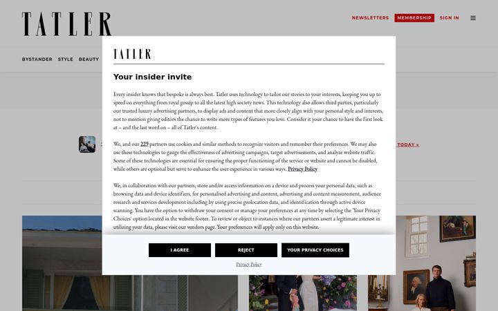 Snímek obrazovky tatler.com