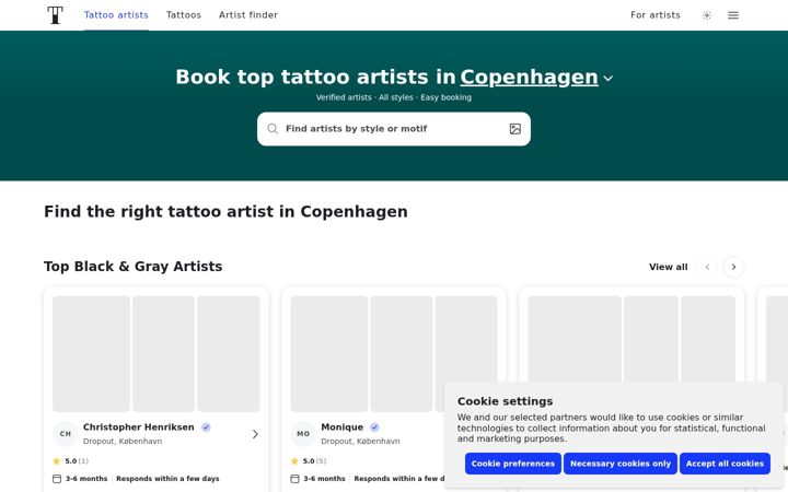 Screenshot of tattoodo.com